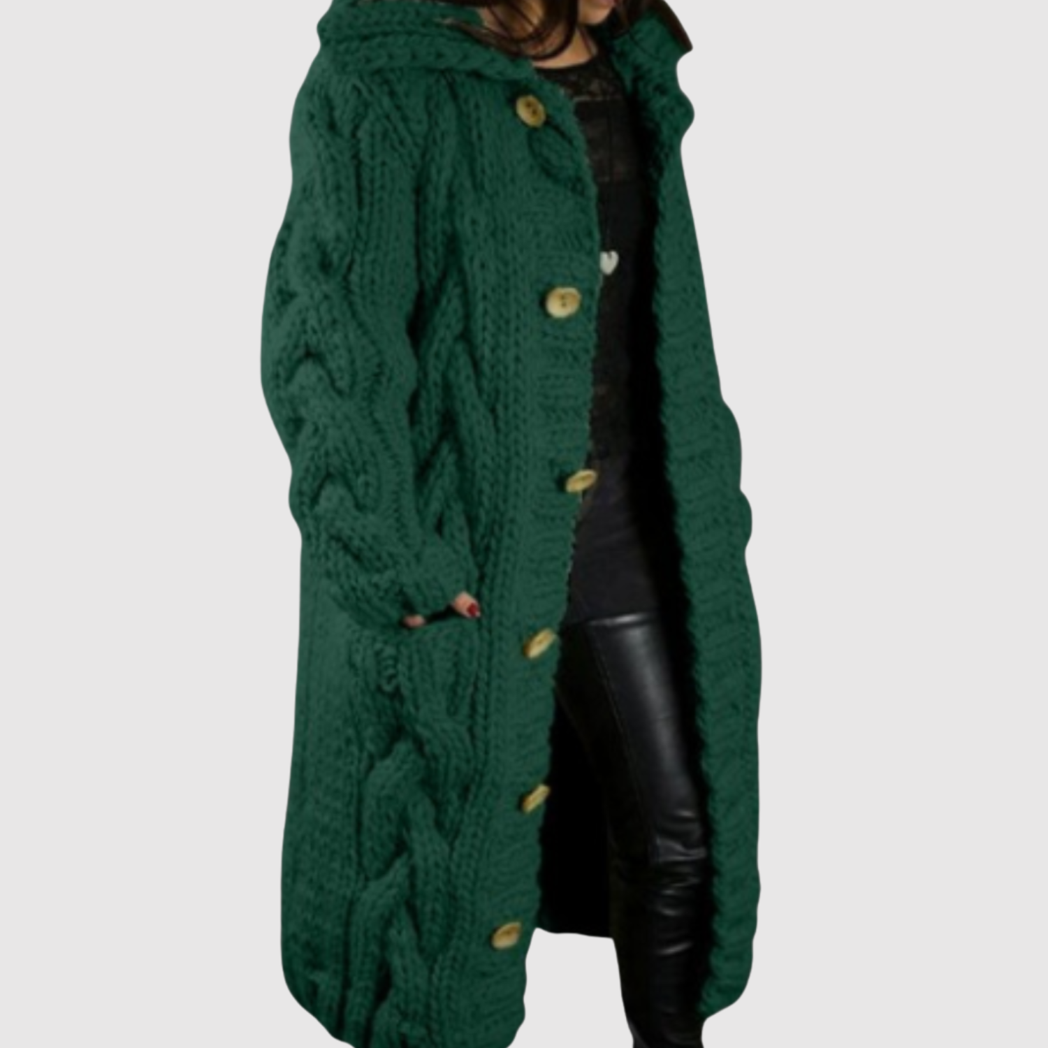 Jelena - Dlouhý pletený kabát s moderním reliéfem