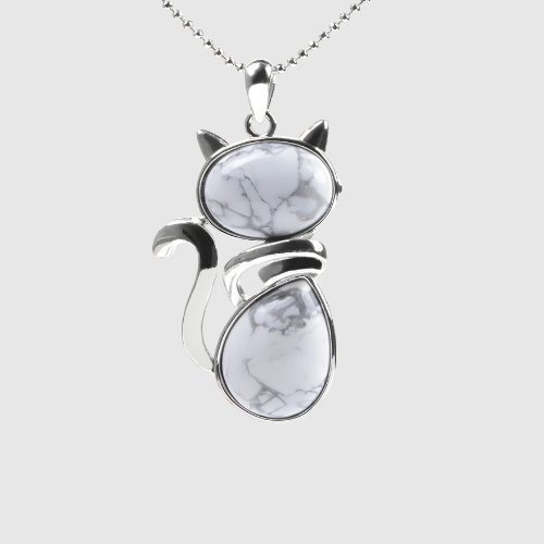 Amélie – Náhrdelník ve tvaru kočky s přírodním kamenem