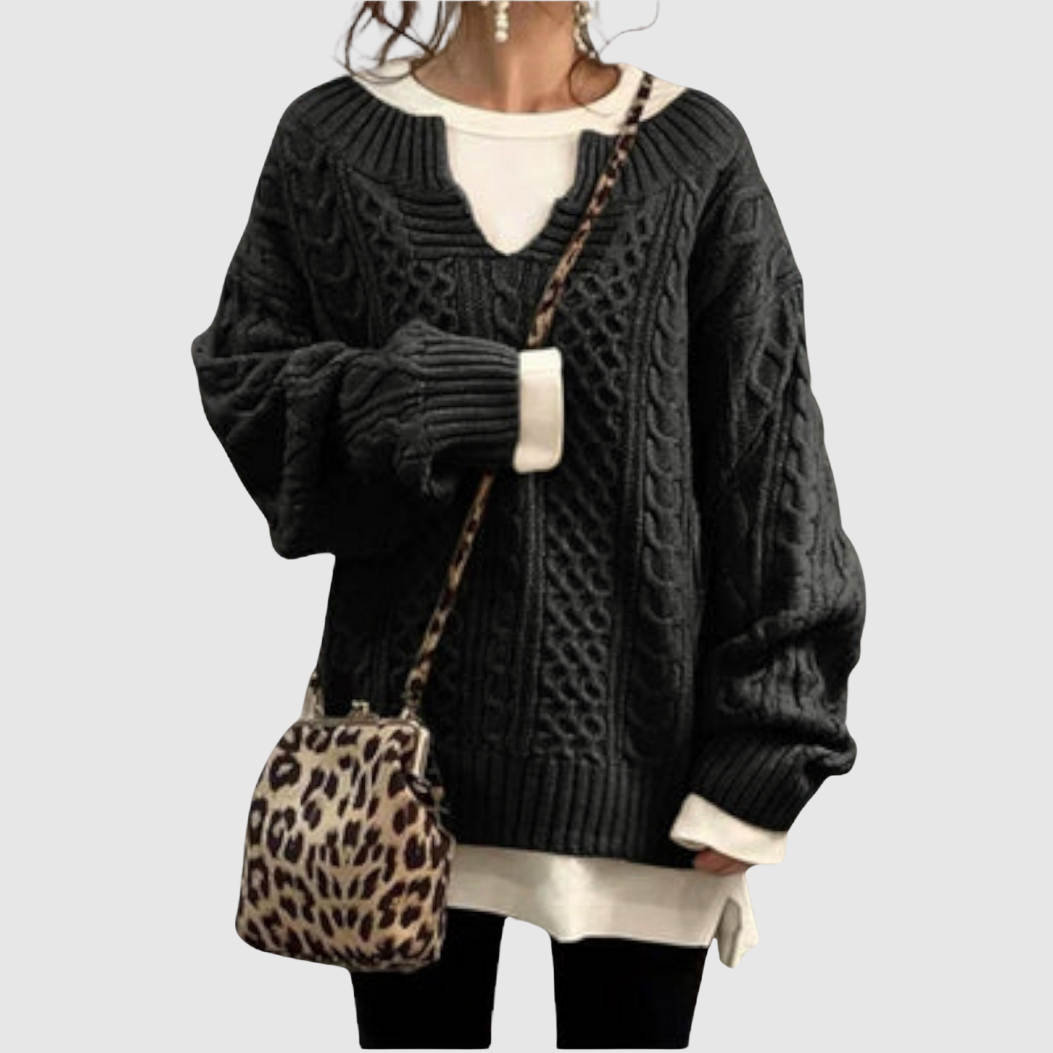 Nora – Kabelový pletený svetr s pohodlným siluetem