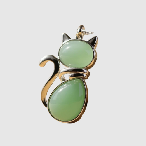 Amélie – Náhrdelník ve tvaru kočky s přírodním kamenem