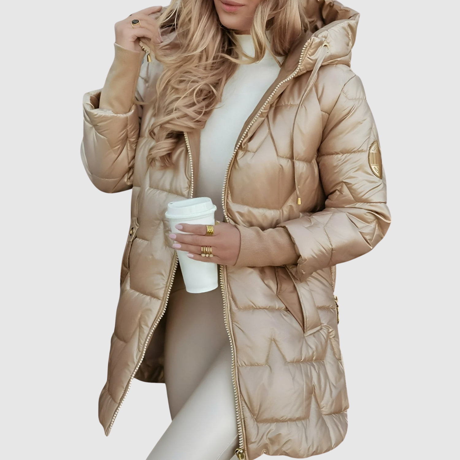 Jelena – Dlouhá polopřiléhavá bunda s kožešinovým límcem