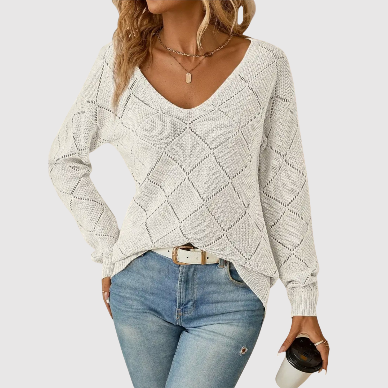 Nora – Pulovr s elegantním V-výstřihem