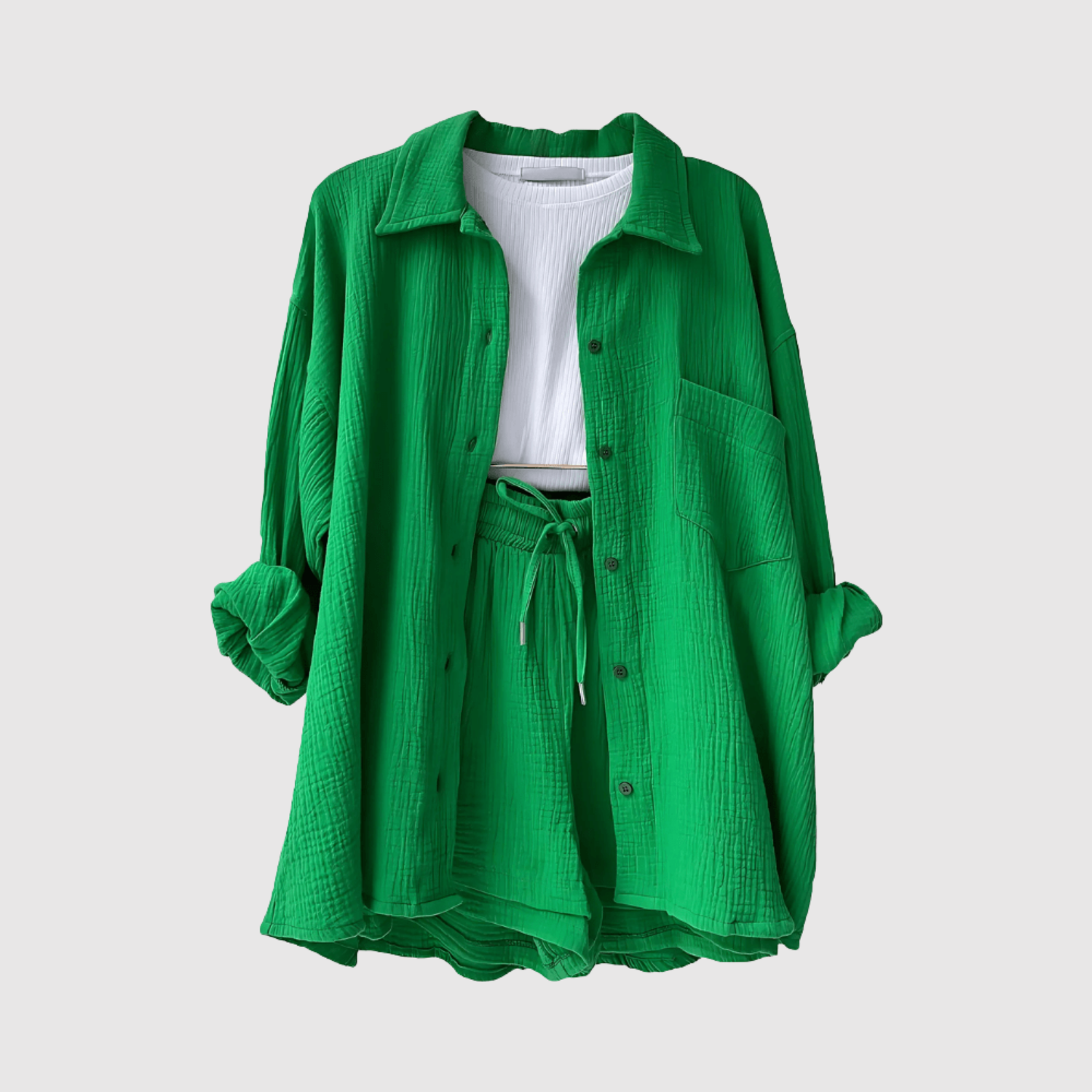 Natálie – Letní a stylový komplet s košilí a šortkami