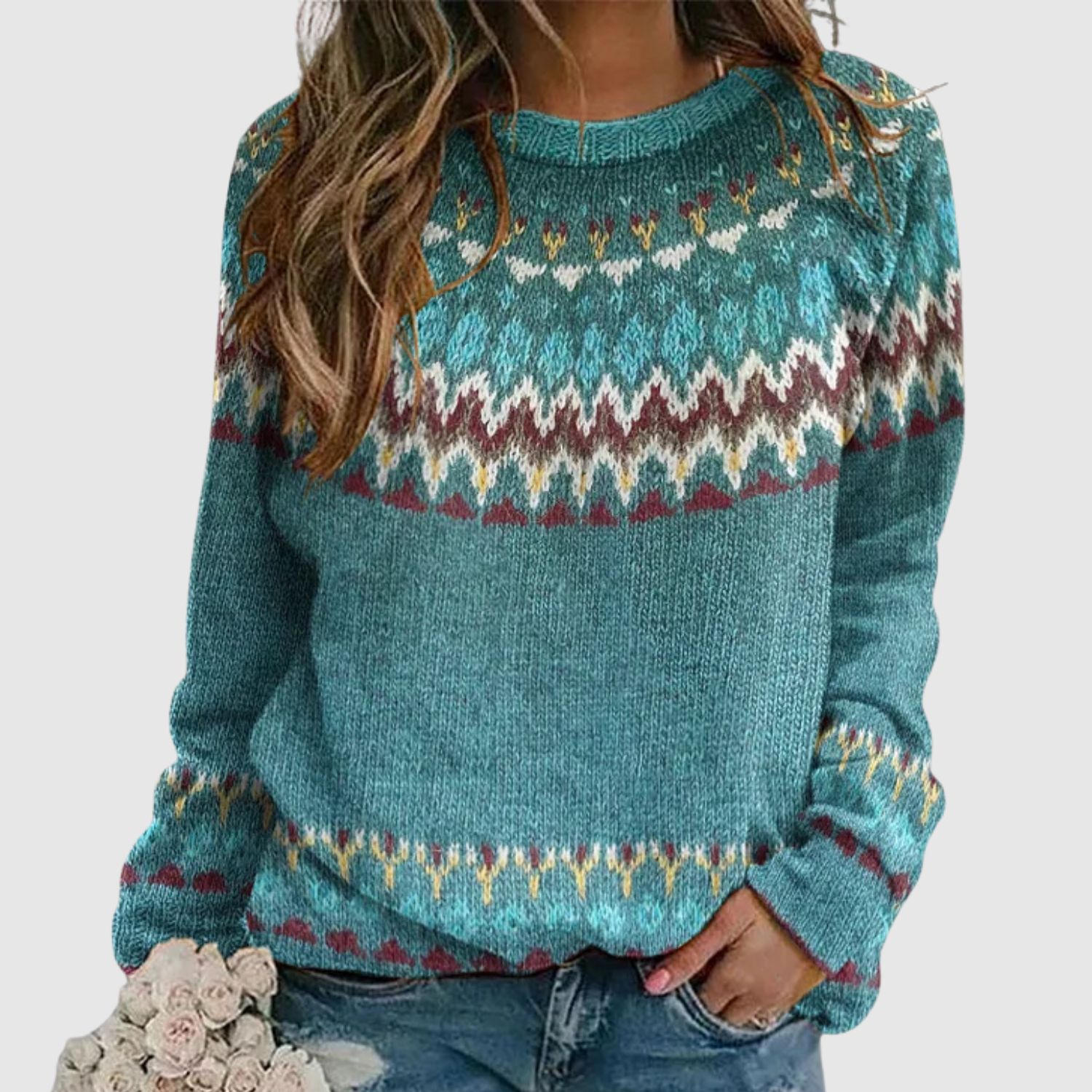 Nora – Pletený svetr s nordickými motivy