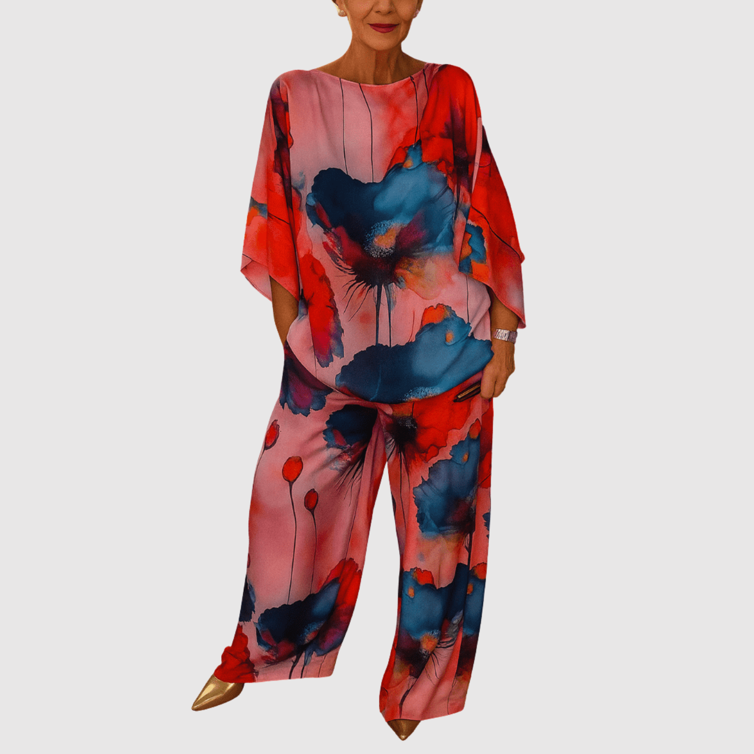 Natálie – Sada s akvarelovými potisky z saténu