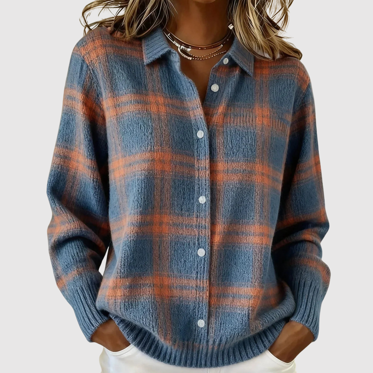 Nora – Retro svetr s kontrastními čtverci