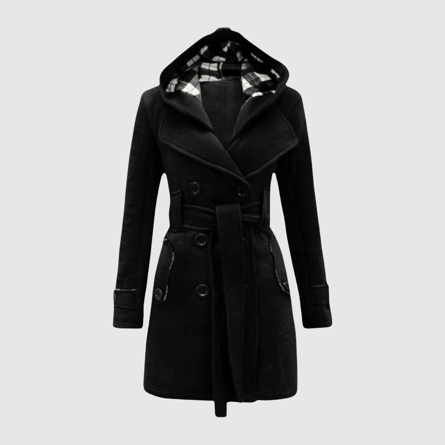 Jelena – Dlouhý kabát s páskem a kapucí