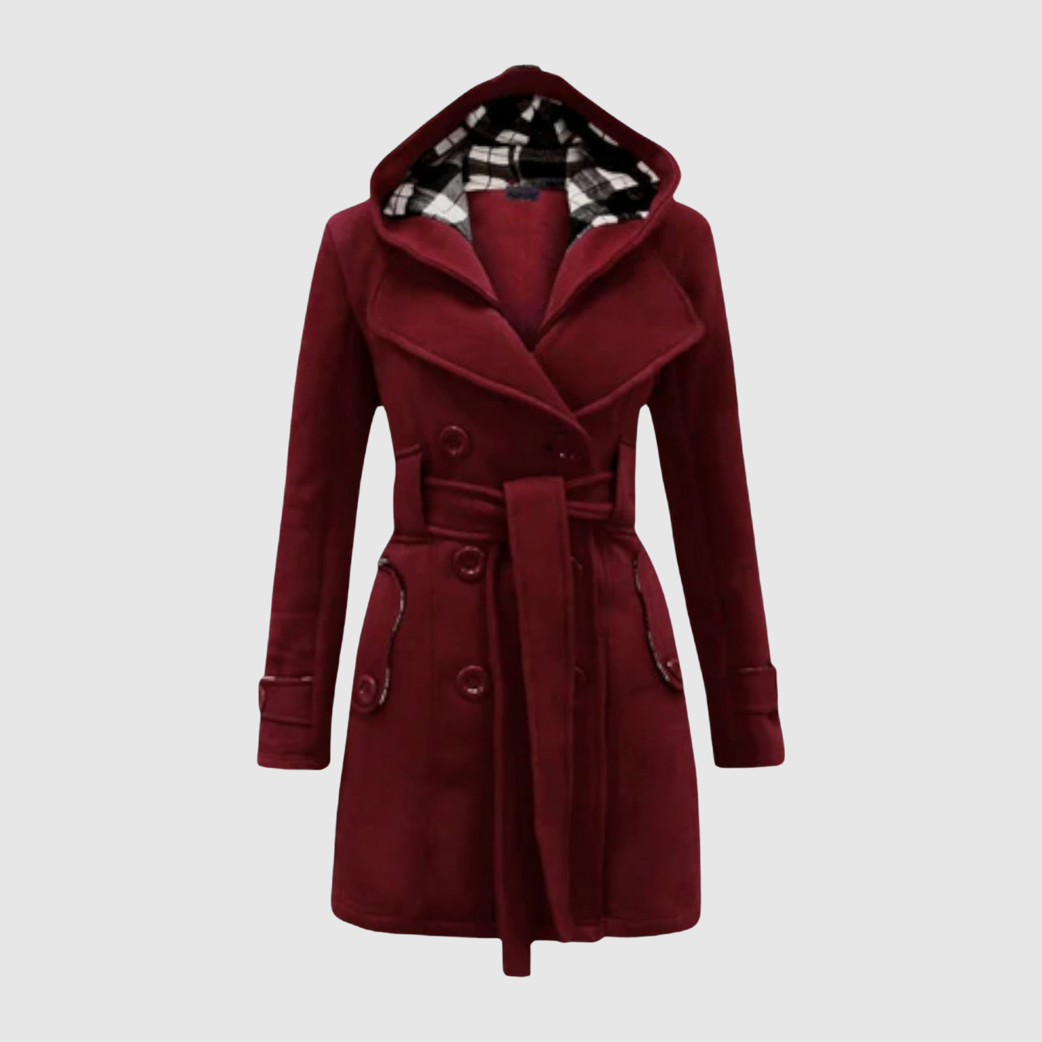 Jelena – Dlouhý kabát s páskem a kapucí