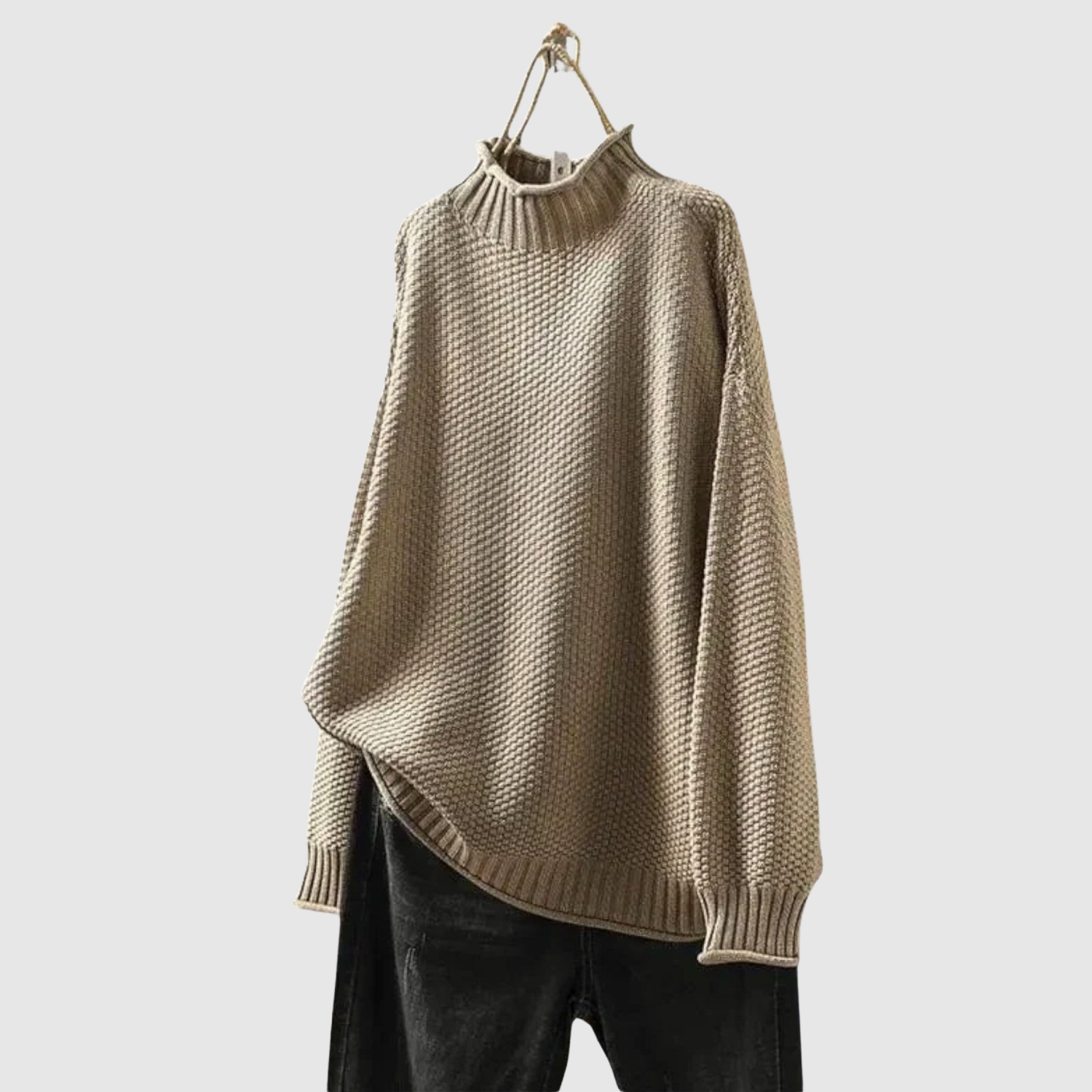 Nora – Strukturovaný svetr volného střihu s vysokým límcem