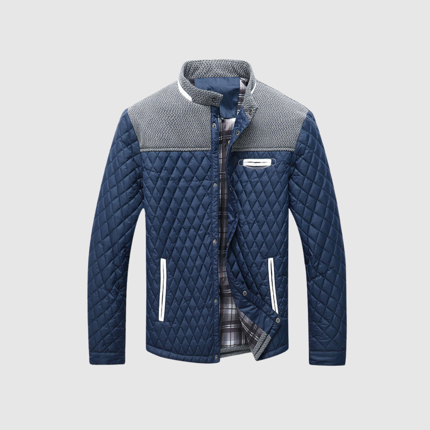 Marek – Pánská prošívaná bunda s kostkovanou podšívkou