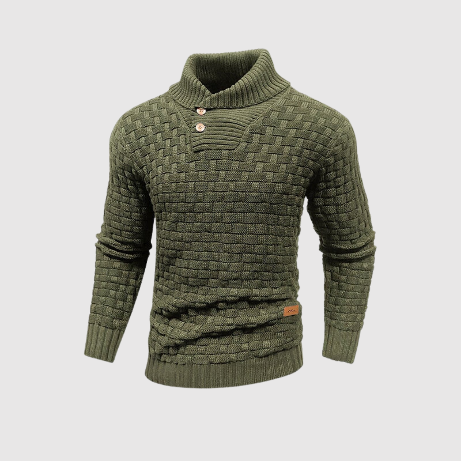 Daniel – Pánský pletený svetr s knoflíky a vysokým límcem
