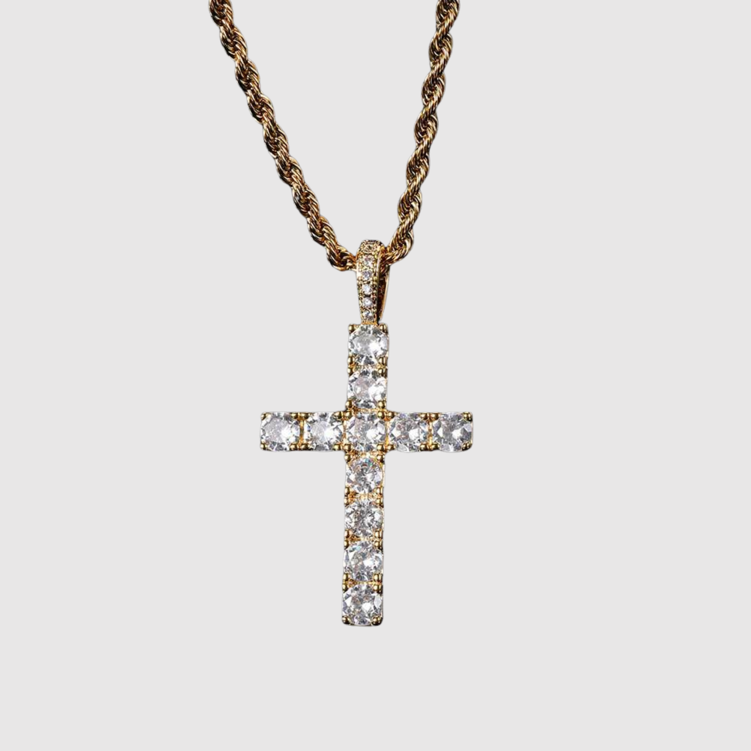 Amélie – Elegantní zlatý náhrdelník s křížem z moissanitu