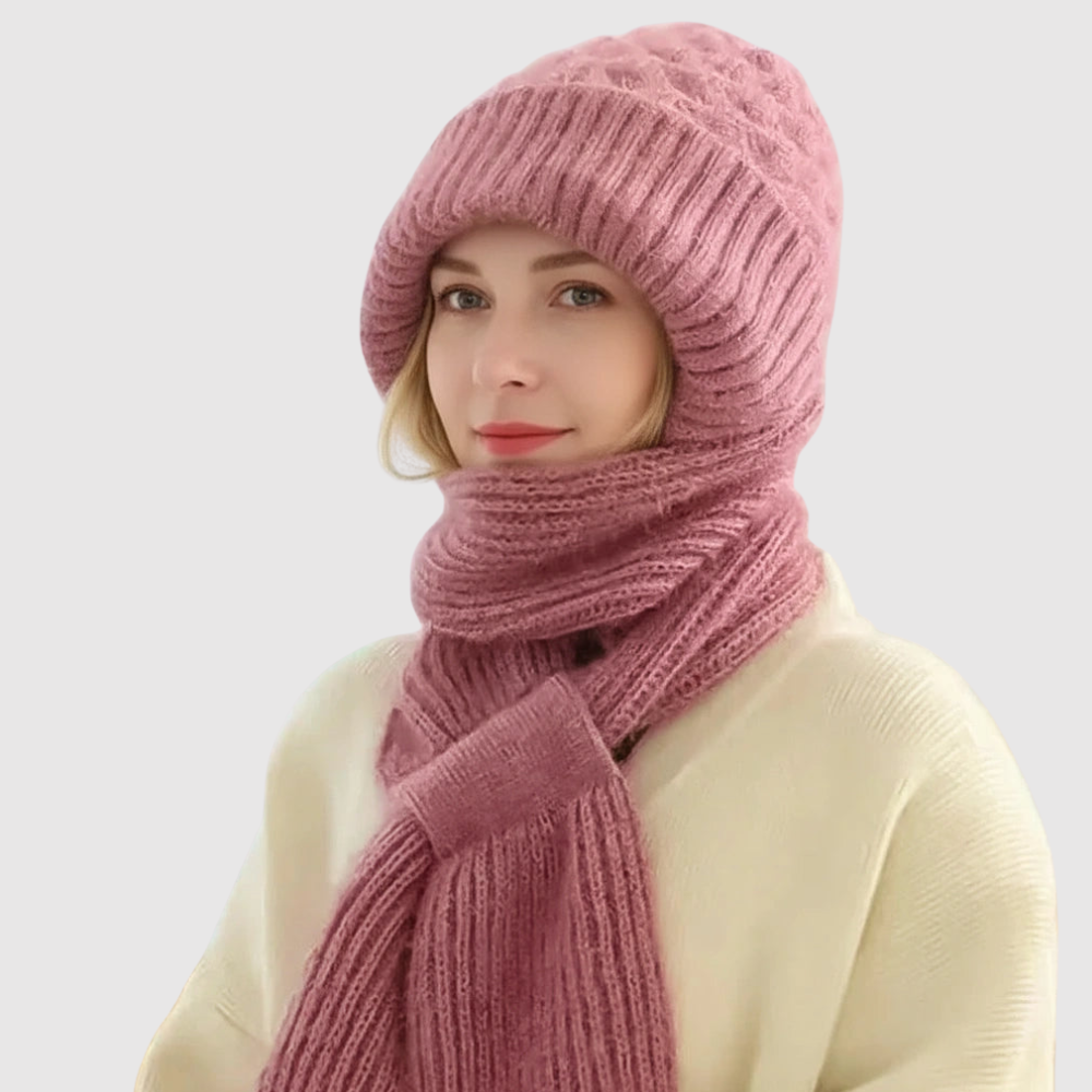 Tereza - Teplá zimní čepice a šála s ochranou uší