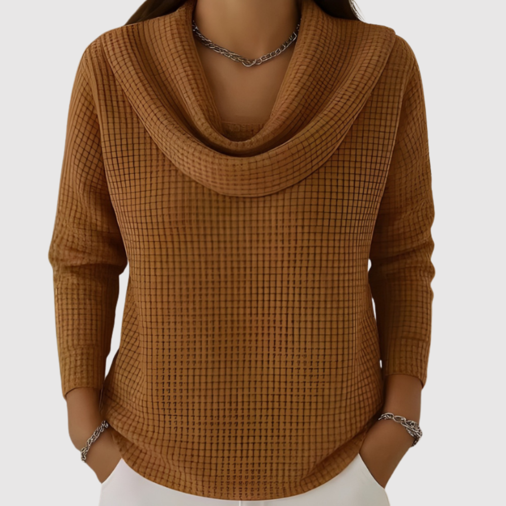 Nora - Teplý svetr s elegantním vodopádovým límcem