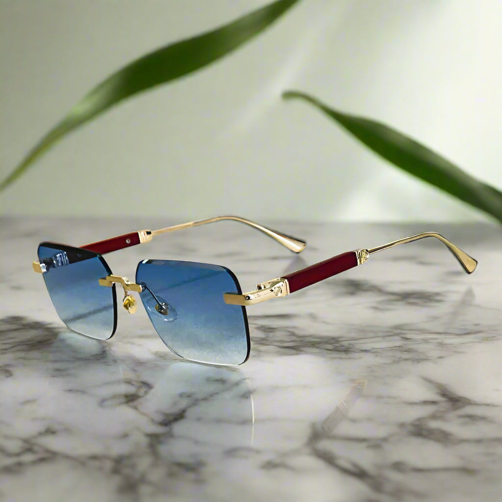 Alex – Obdélníkové sluneční brýle se zlatými detaily