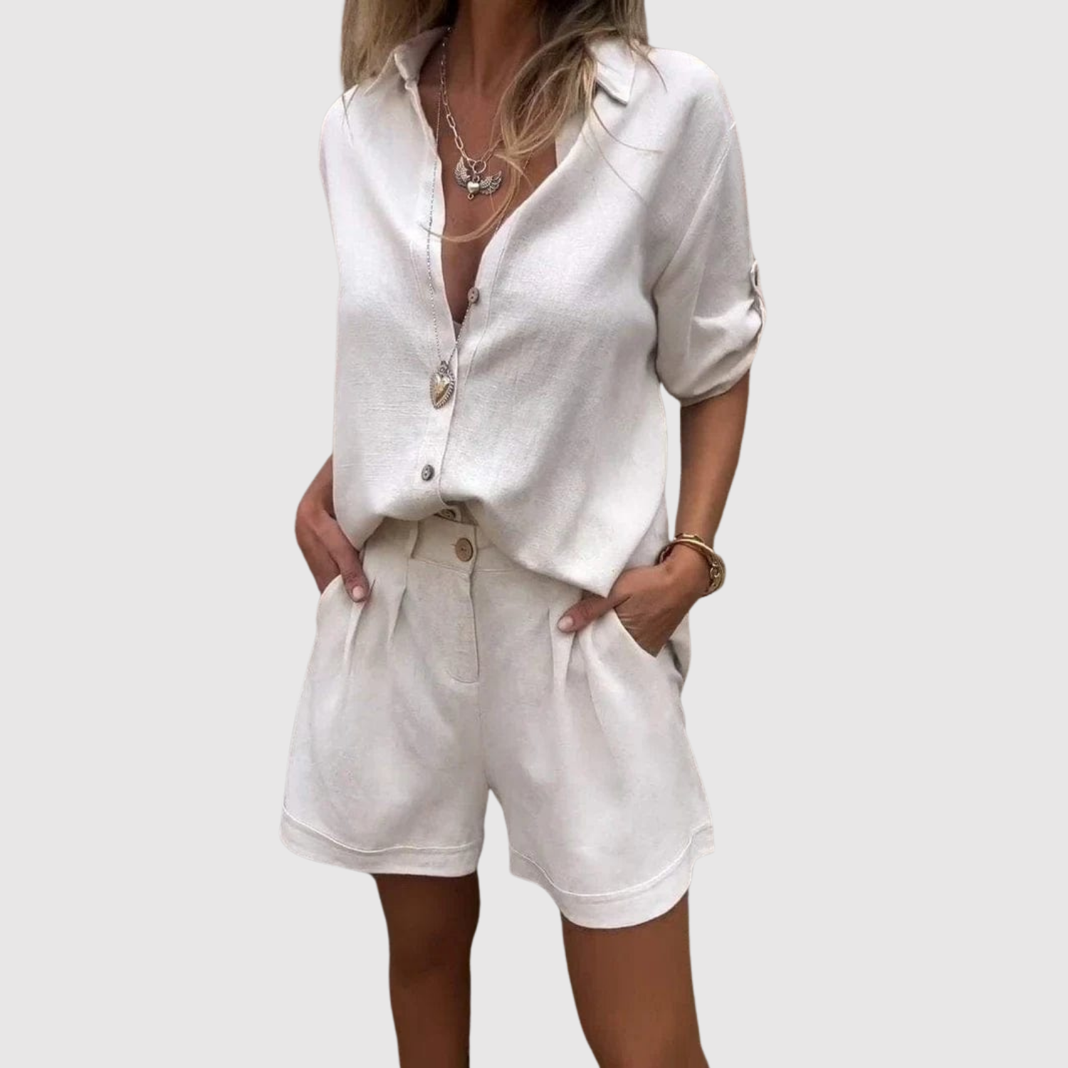 Natálie – Neformální komplet s košilí a šortkami