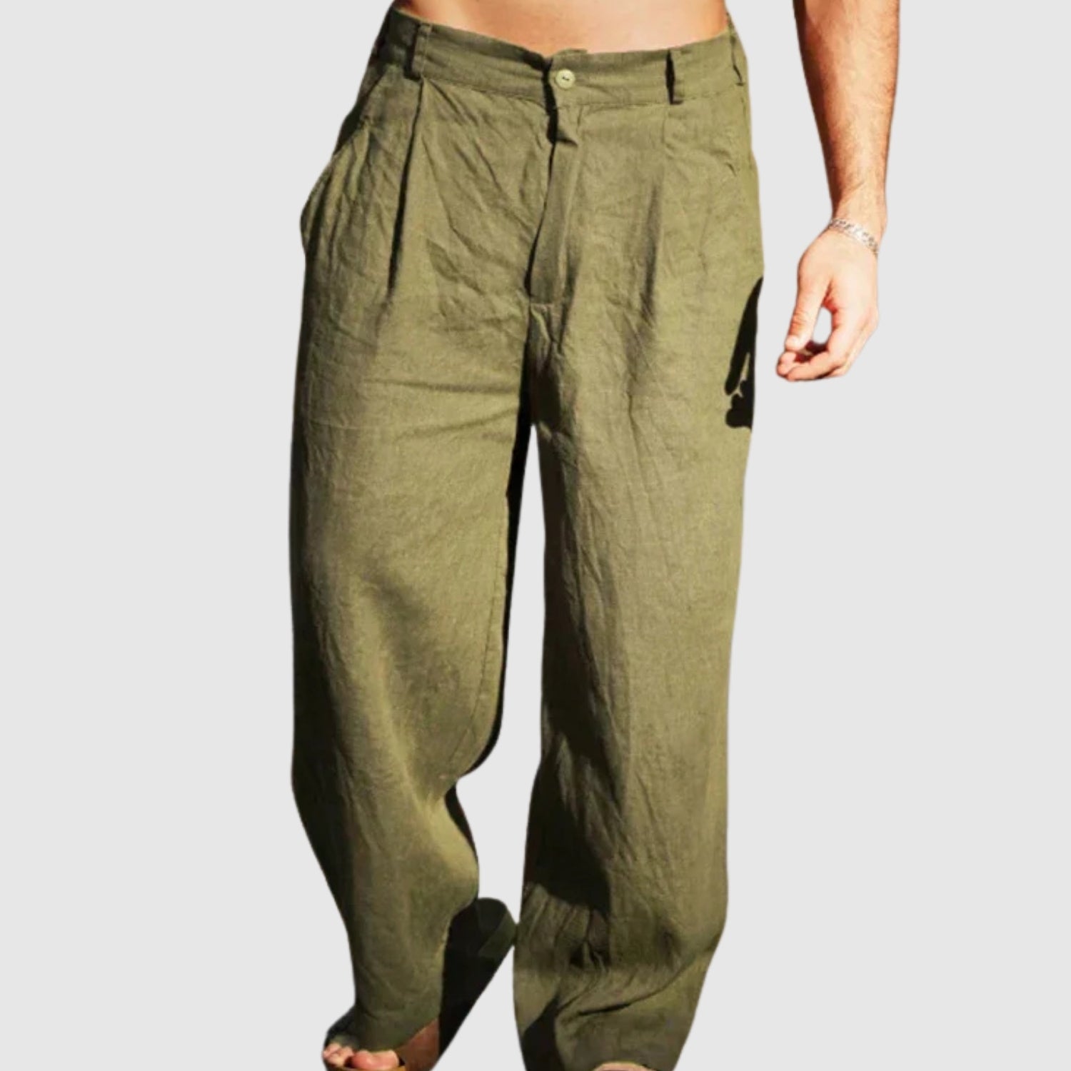 Leo – Letní lněné kalhoty s širokým nohavicím