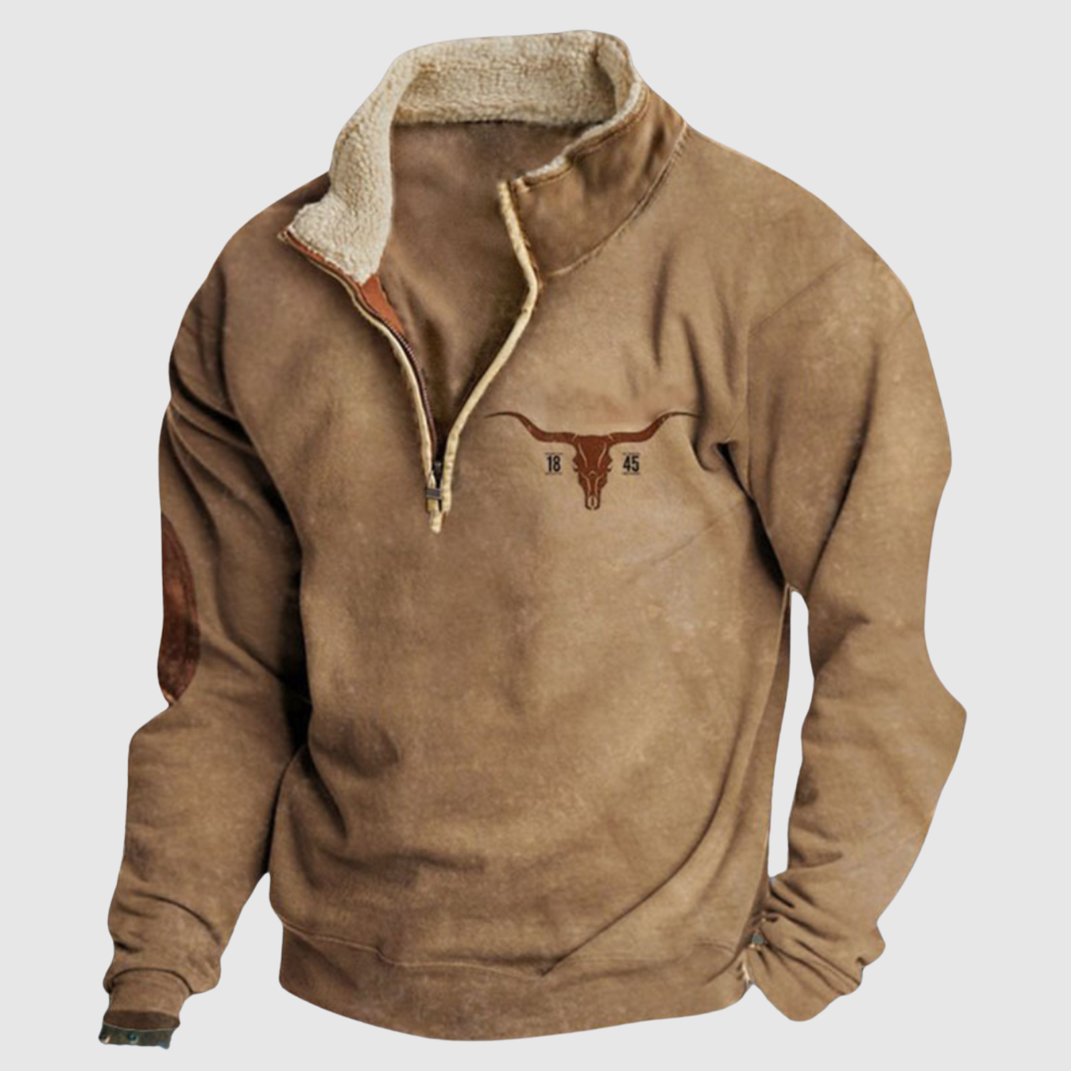 Daniel - Fleecová mikina s barevnými rukávy a půlzipem