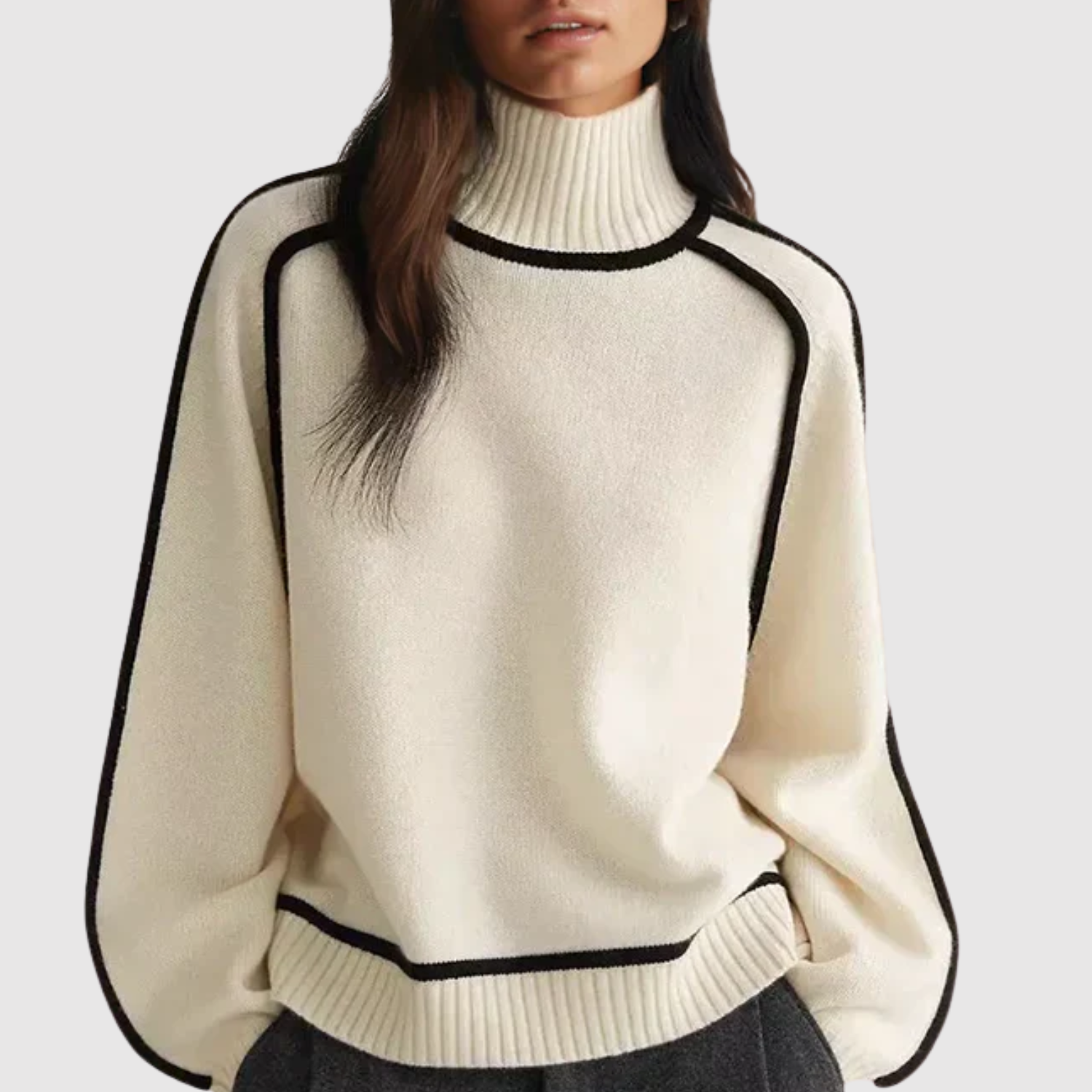 Nora – Elegantní svetr s kontrastními pruhy