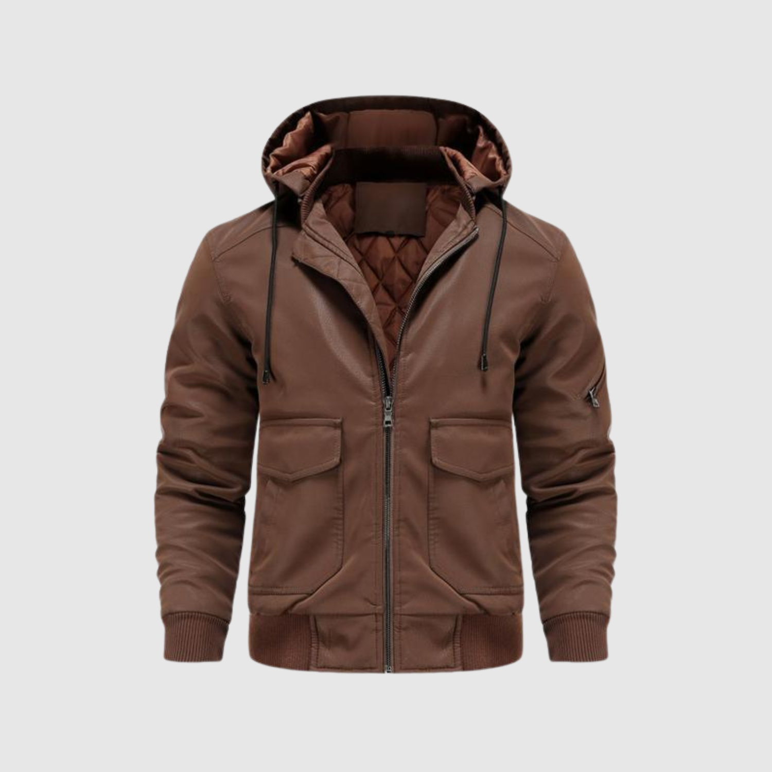 Marek – Pánská bunda z eko kůže s kapucí