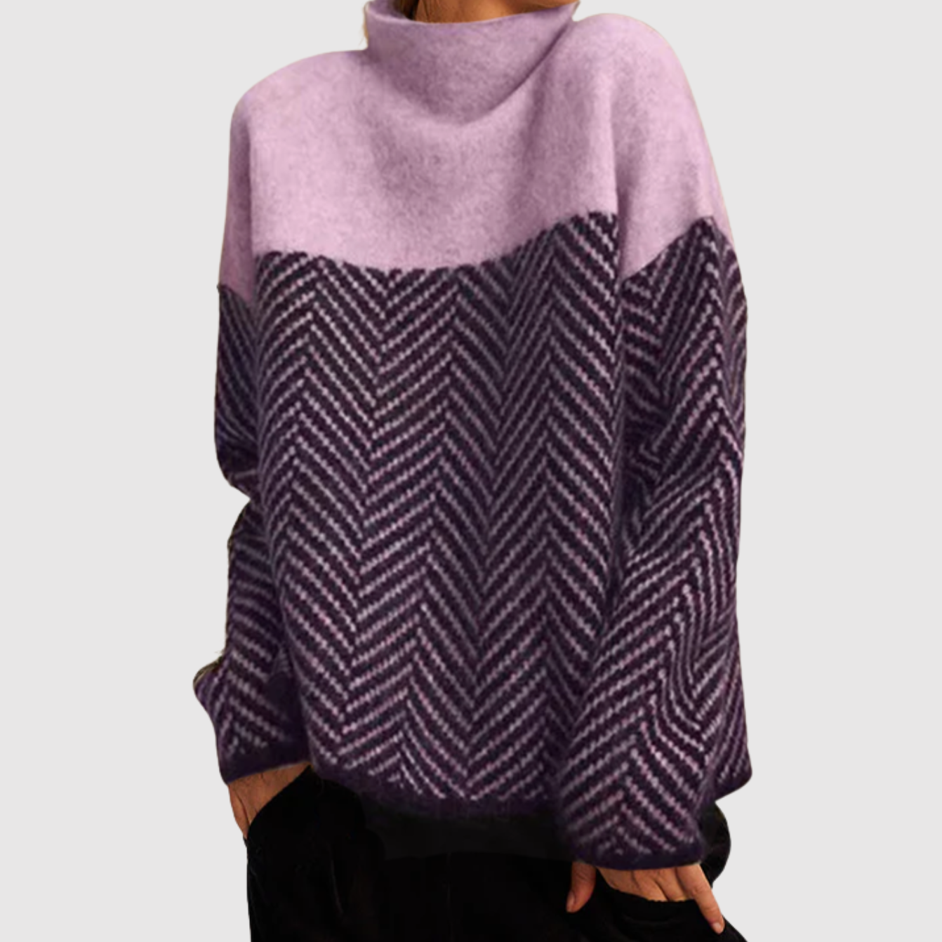 Nora – Dvoubarevný svetr s reliéfním vzorem