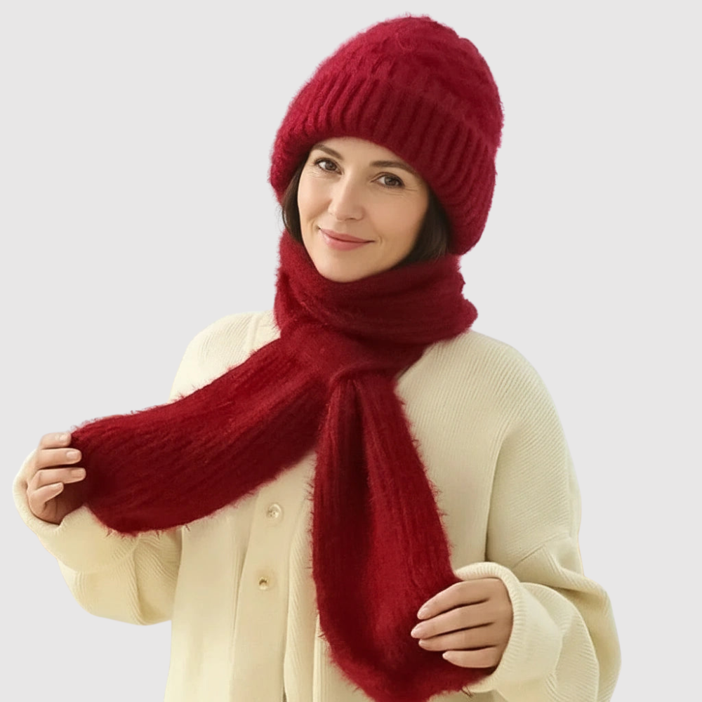 Tereza - Teplá zimní čepice a šála s ochranou uší