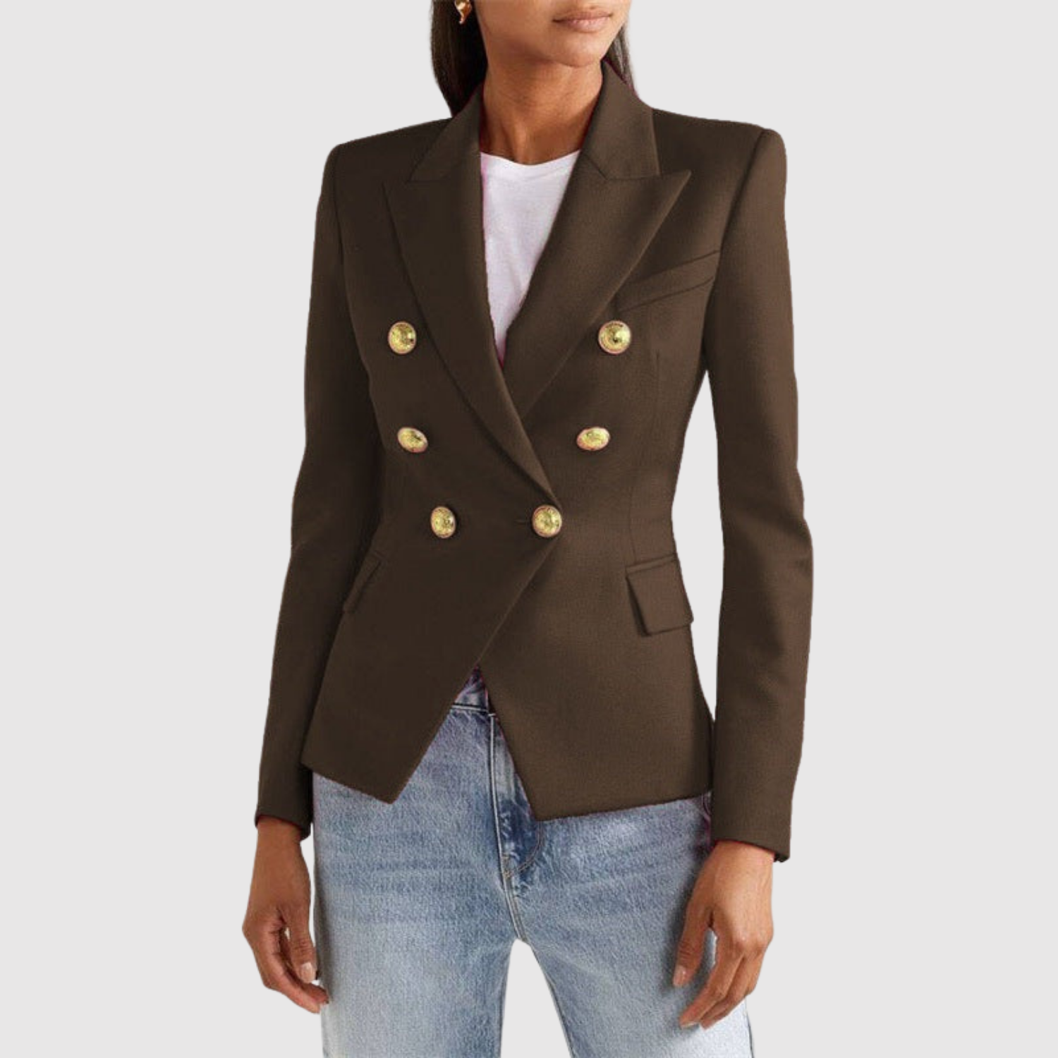 Silvie – Dvoubarevný sako se zlatými knoflíky