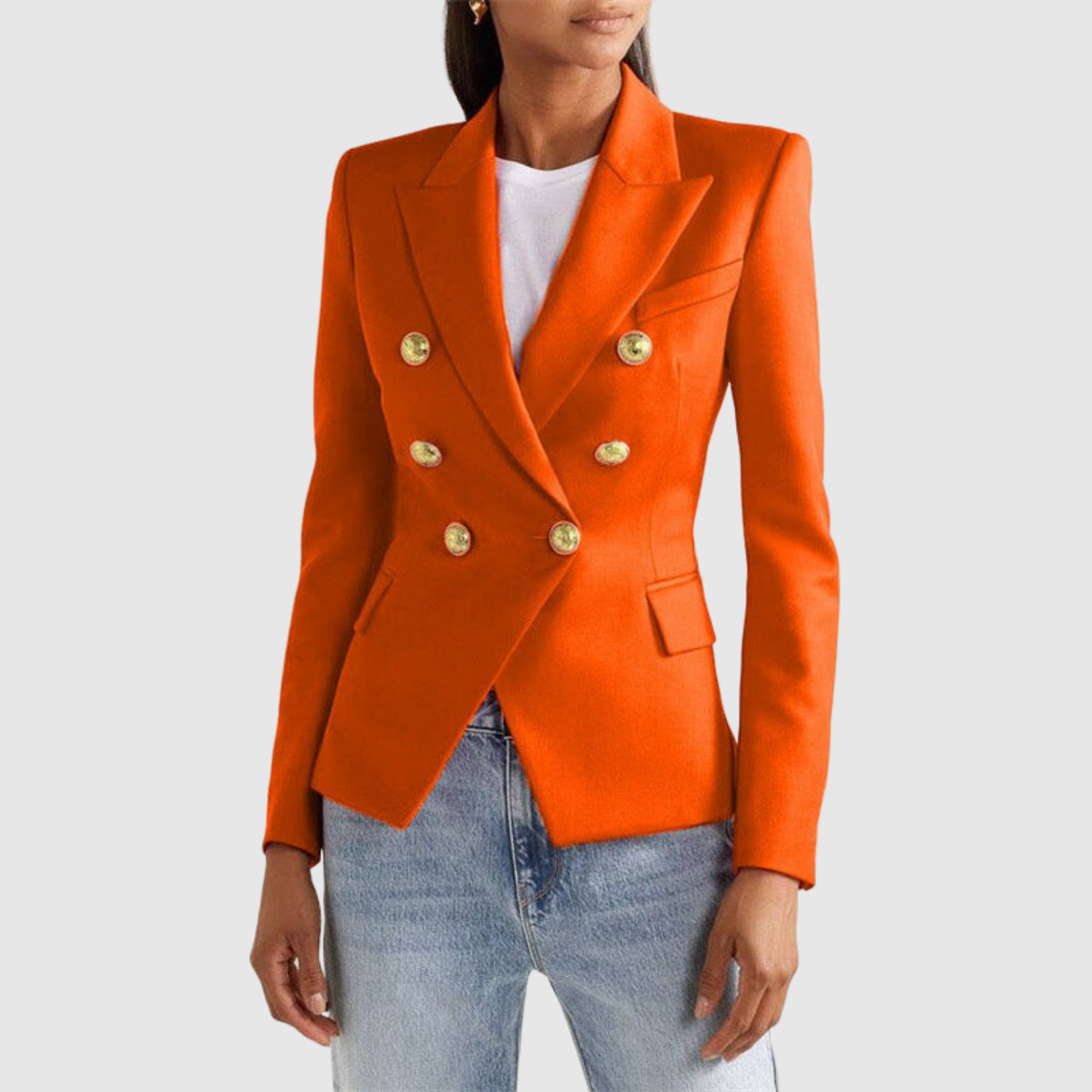 Silvie – Dvoubarevný sako se zlatými knoflíky