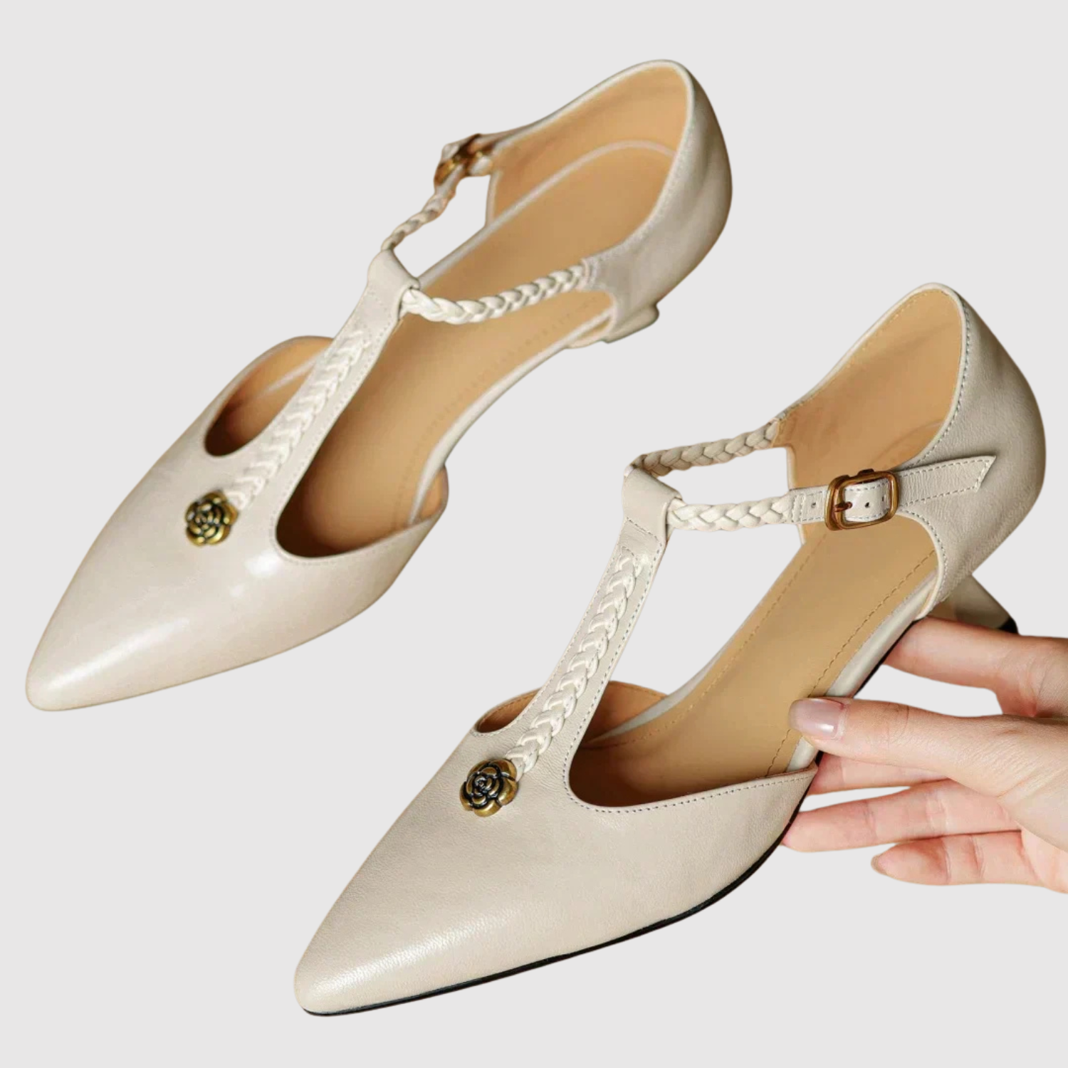 Greta – Vintage boty s T-páskem a špičatou špičkou