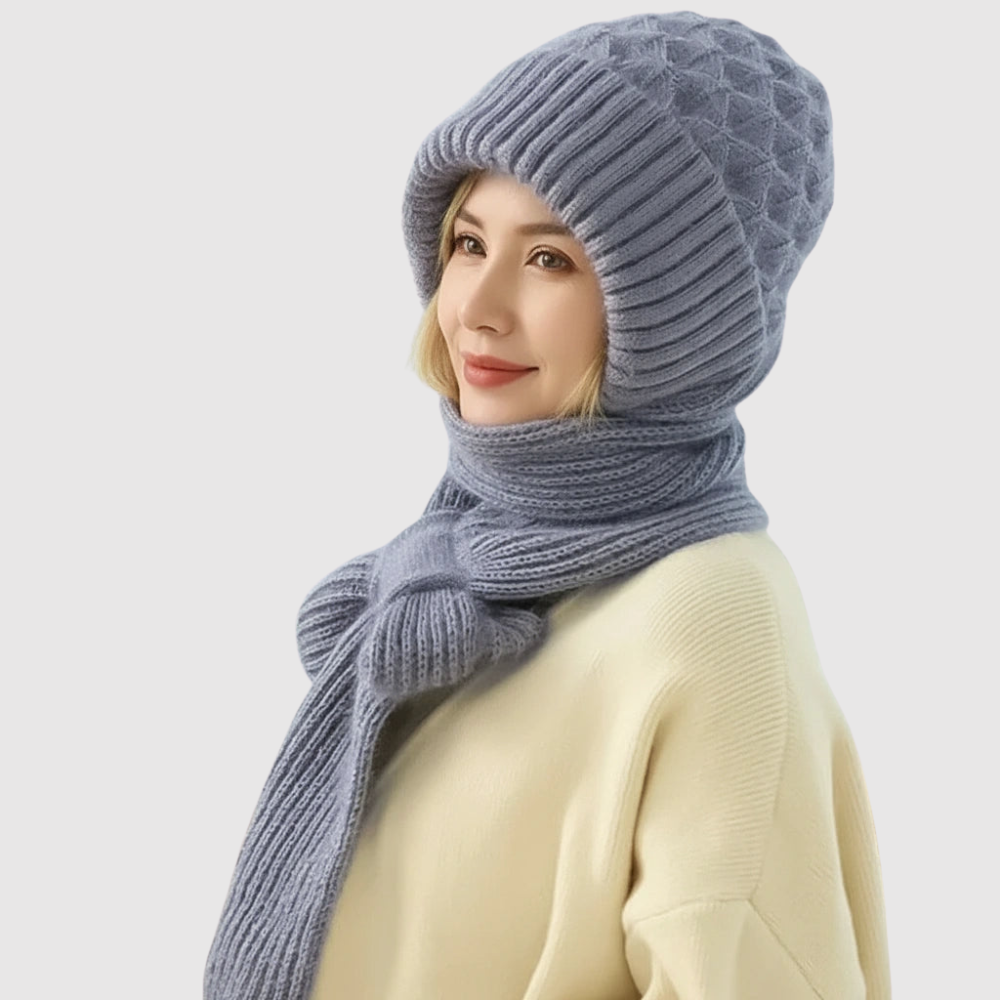 Tereza - Teplá zimní čepice a šála s ochranou uší