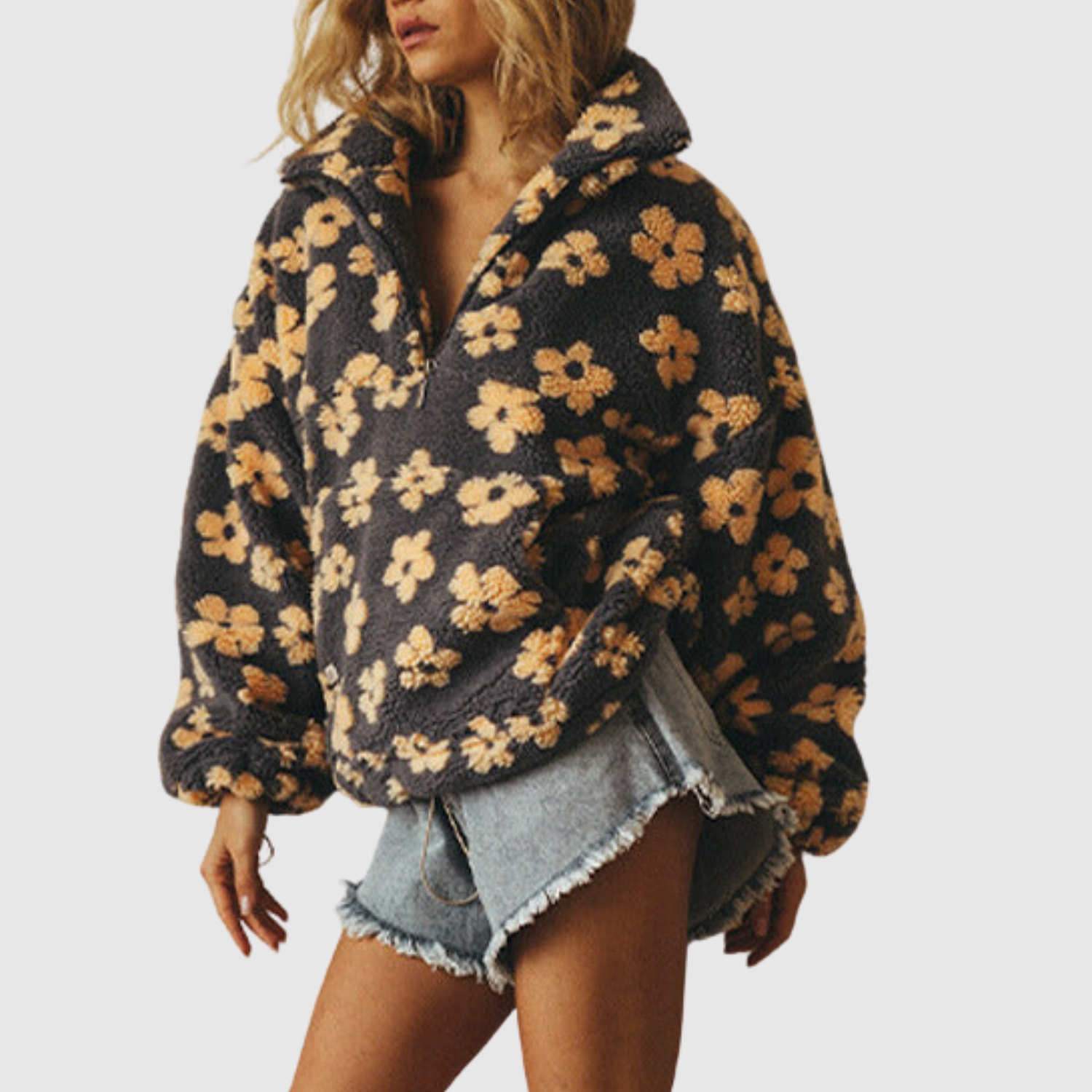 Nina - Měkký fleece s barevným potiskem a zipem