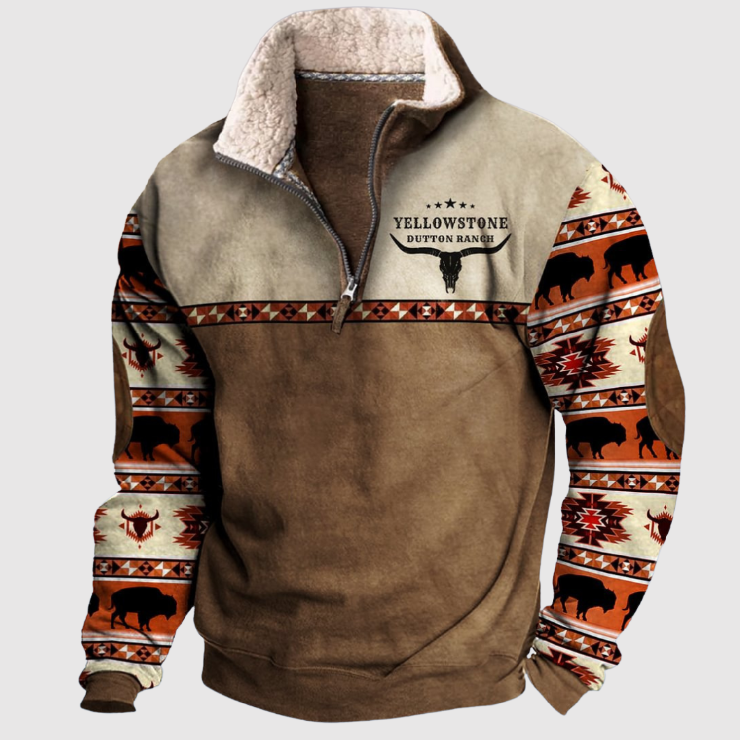 Daniel - Fleecová mikina s barevnými rukávy a půlzipem