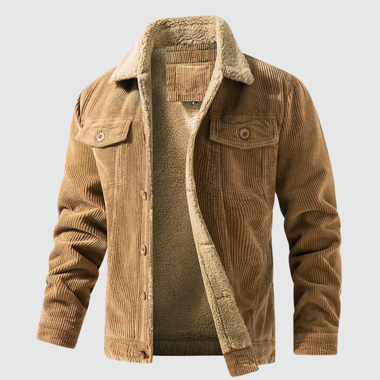 Marek – Teplá sametová bunda s teddy podšívkou a vintage zakončením