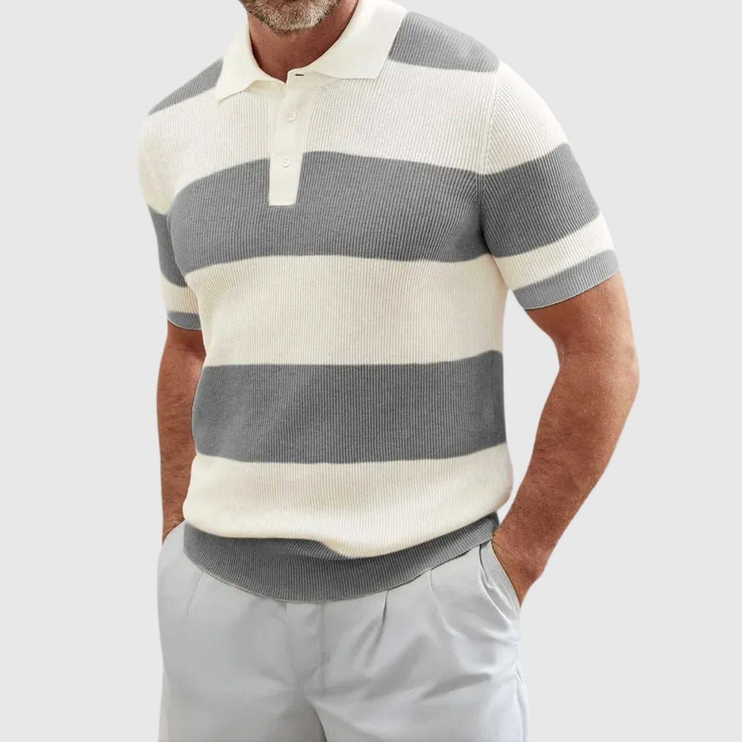 Adrian – Rybí pletené polo s pruhy