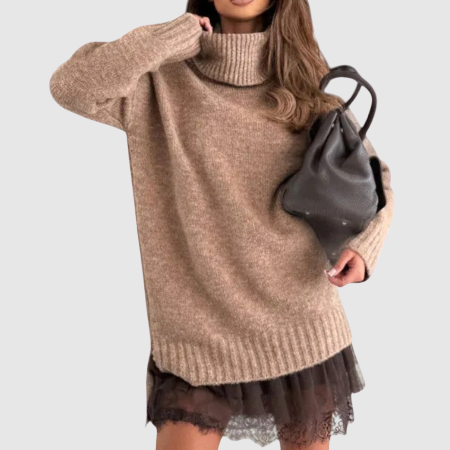 Natálie - Stylový set: pletený svetr a elegantní šaty