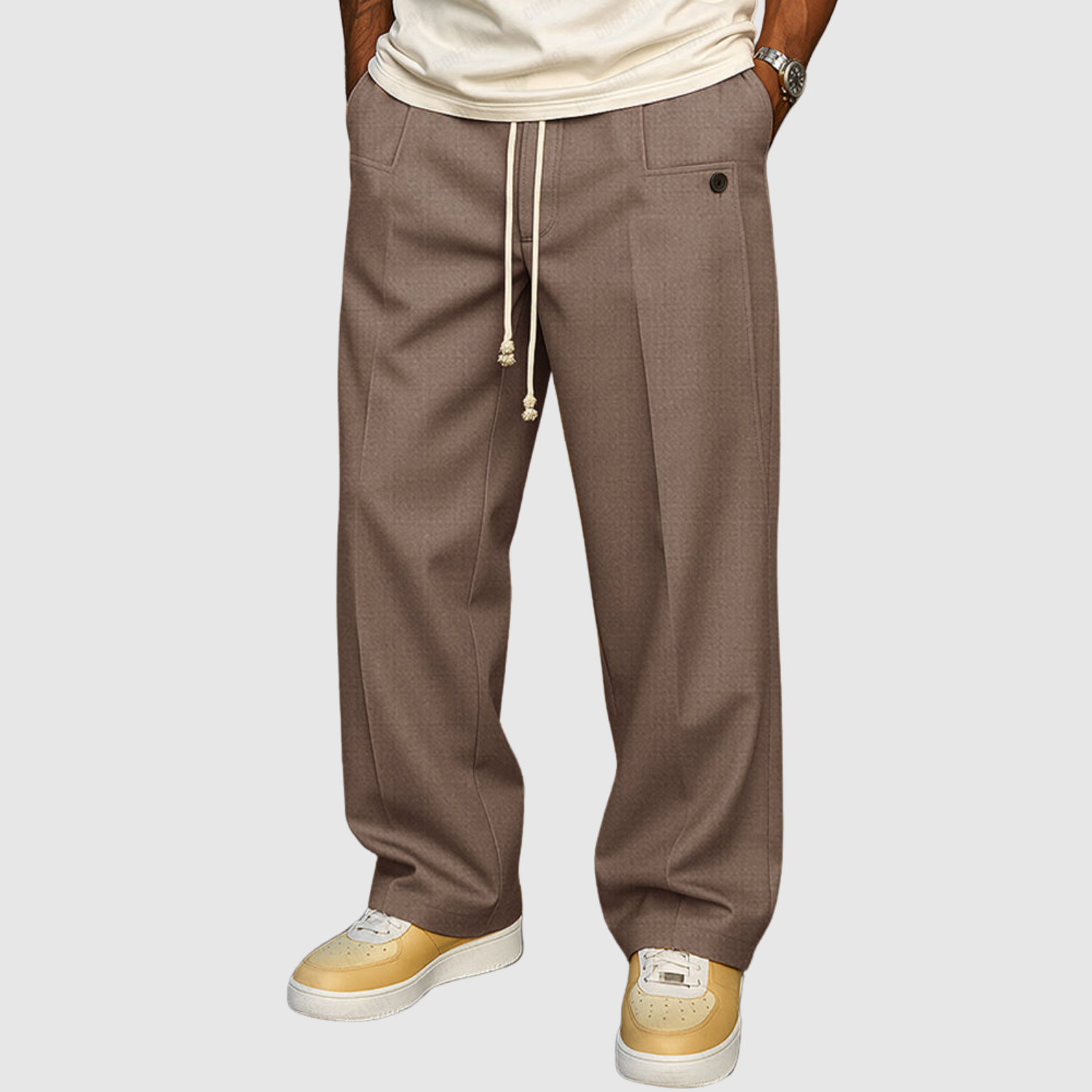 Leo - Každodenní kalhoty s tkaničkami v pase