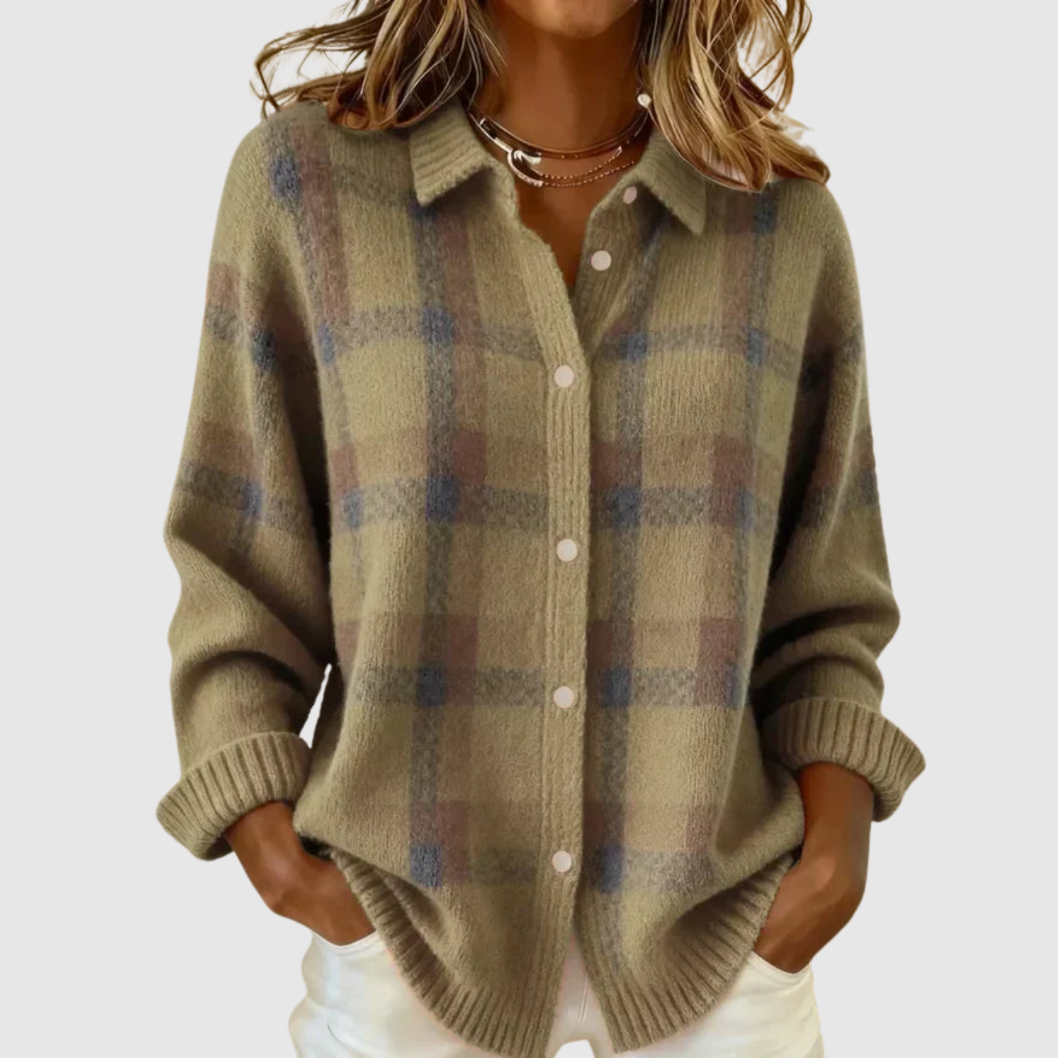 Nora – Retro svetr s kontrastními čtverci