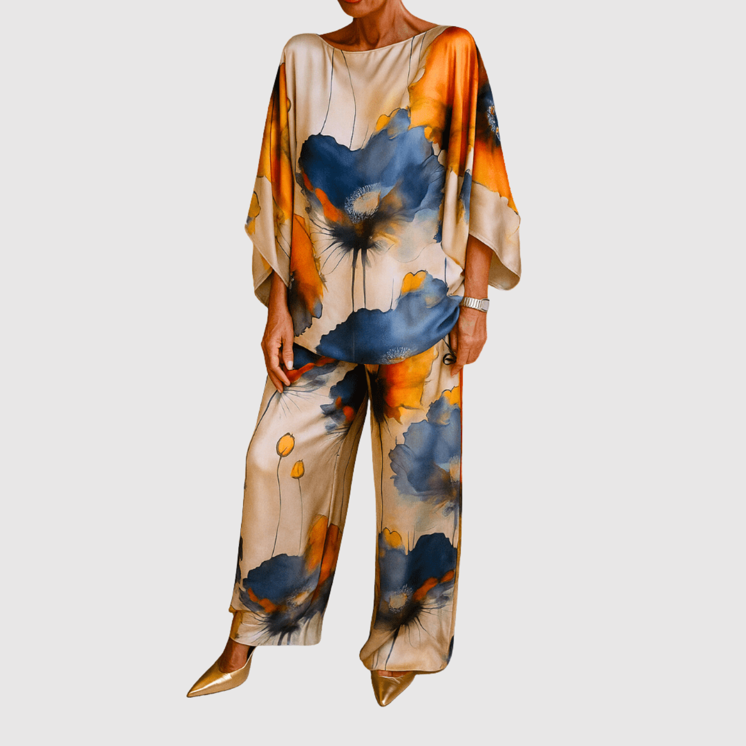 Natálie – Sada s akvarelovými potisky z saténu