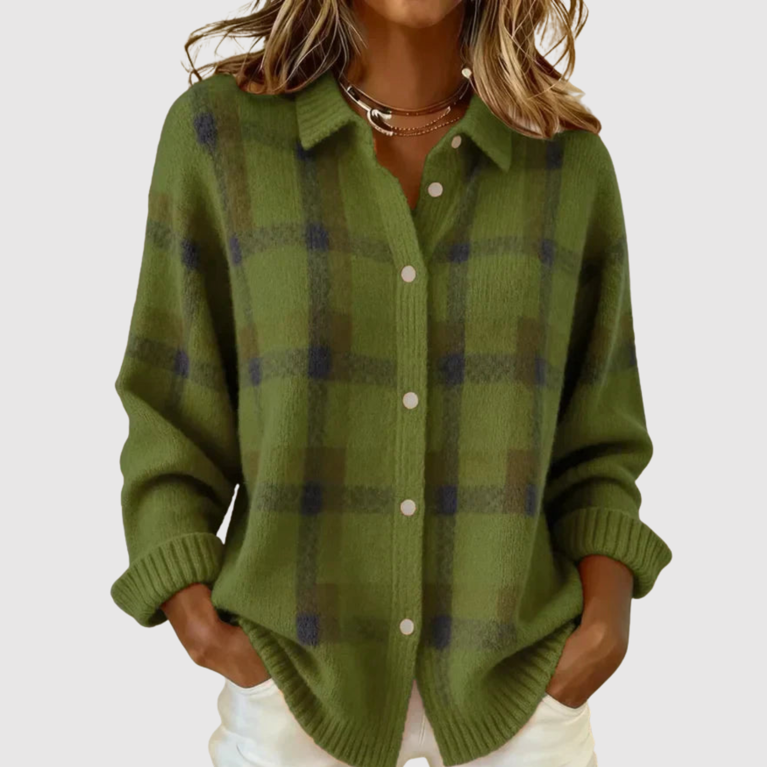 Nora – Retro svetr s kontrastními čtverci