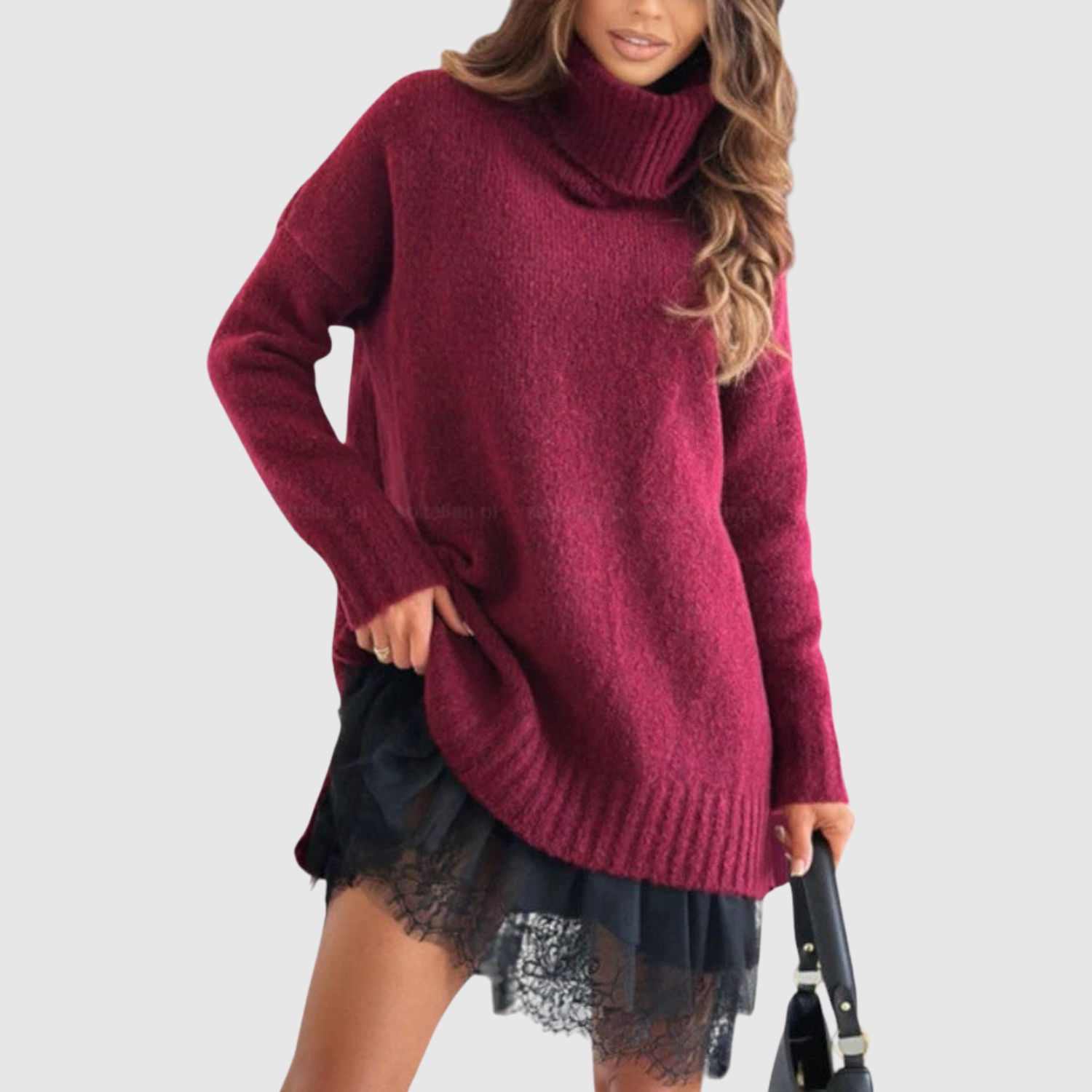 Natálie - Stylový set: pletený svetr a elegantní šaty