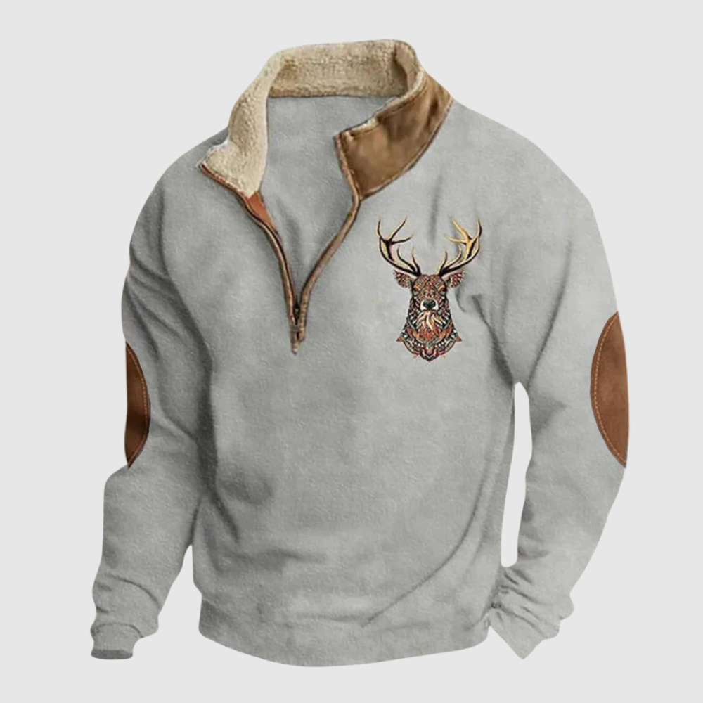 Daniel - Pánská mikina s detailem jelena a teplým fleecem