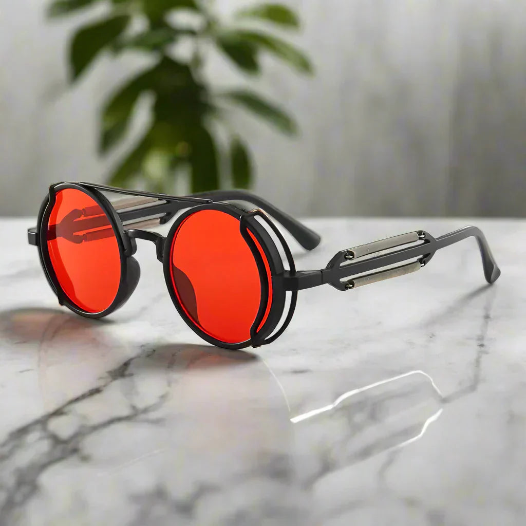 Alex – Kulaté retro sluneční brýle s barevnými čočkami