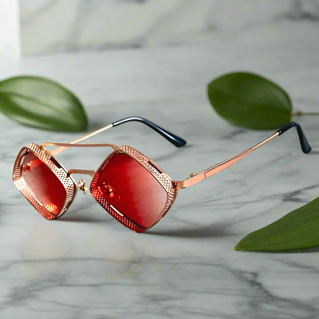 Alex – Sluneční brýle s šestihranným rámem a zrcadlovými skly